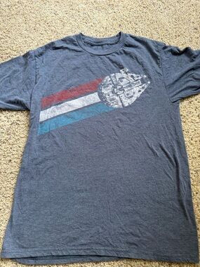 Star Wars Men's blue-gray T-Shirt - Millennium Falcon Design Medium